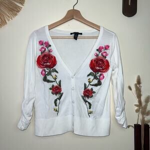 Women's Embroidered Floral Cardigan Size Small by INC International Concepts